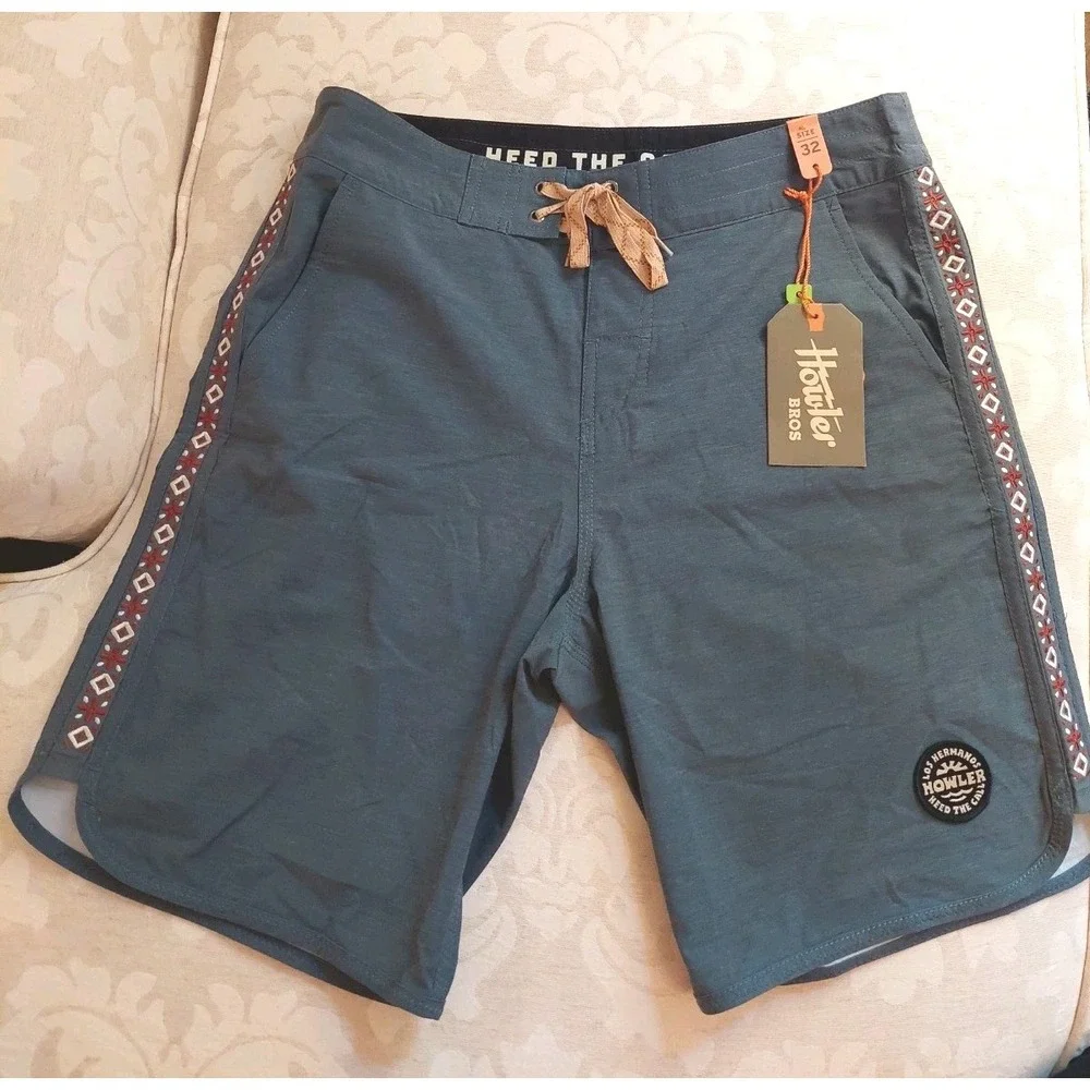 NEW! Howler Brothers Mens Bruja Deluxe Boardshorts Elixir Blue 32 Heed The Call! - Picture 7 of 14